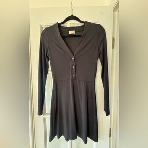 Wilfred Long Sleeve V-Neck Button Skater Dress